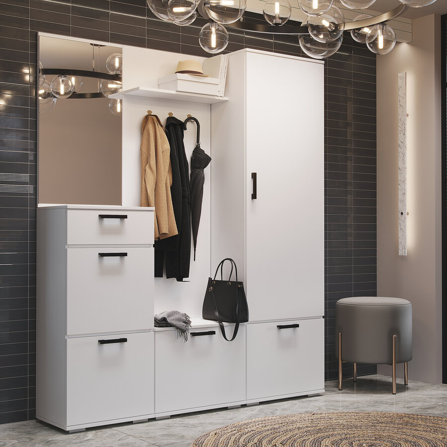 фото Комплект прихожей 10 Ника 1,5 м Белый гладкий