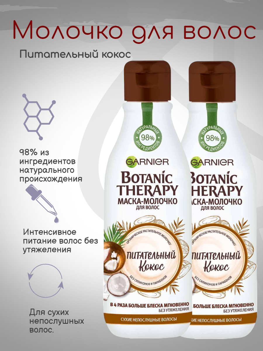 Молочко для волос Garnier Botanic Therapy Питательный кокос 250 мл 2шт