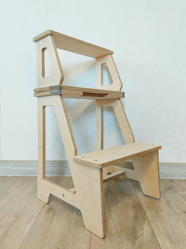 Изображение товара "Табурет-стремянка" Happy Kids безцветный- деревянная складная мебель, Трансформер компактный универсальный 38х38х66, нагрузка до 120 кг