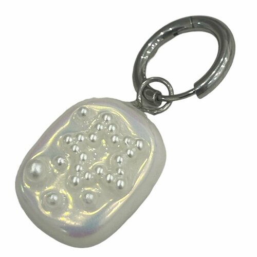 Моносерьга ручной работы квадратная с жемчужной звёздочкой полимерная глина 1799₽