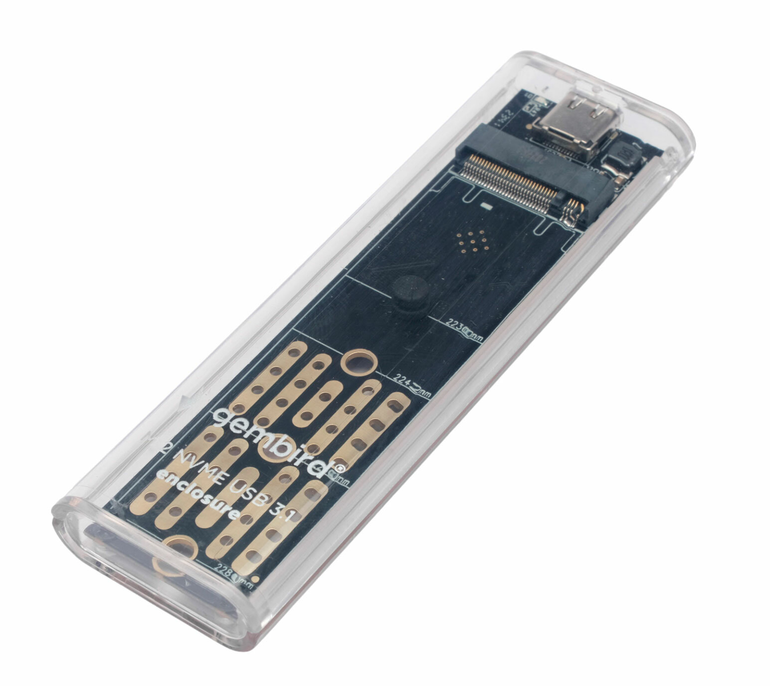 Внешний корпус USB 3.1 для M2 NVME Gembird EEM2-NVME-2, порт Type-С, пластик, прозрачный