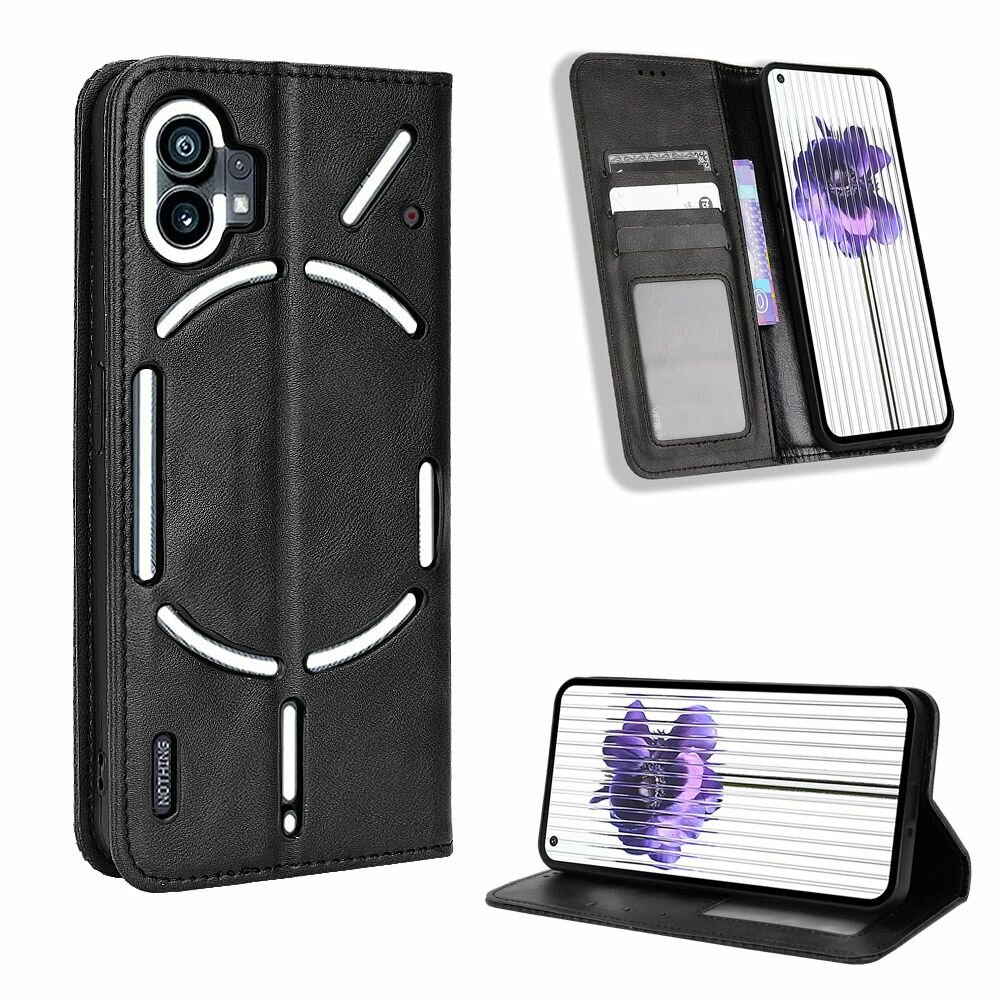 Чехол MyPads для Nothing phone 1, противоударный чехол книжка из искусственной кожи, черный