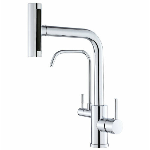 фото Смеситель для кухни zorg steel hammer (sh 091 cr) с подключением к фильтру и выдвижным изливом zorg sanitary