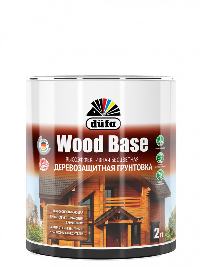 фото Dufa Wood Base Грунт-антисептик для дерева бесцветный (3л)