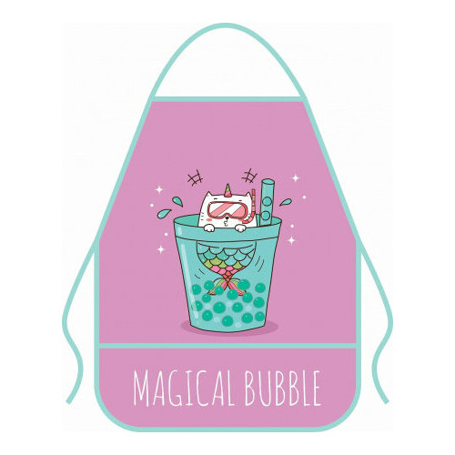 Фартук для труда с карманом, печать на ткани ФДТ-3, MAGIC BUBBLE