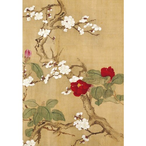 Сто цветов. Фрагмент «Сакура и красные цветы», 18 листов