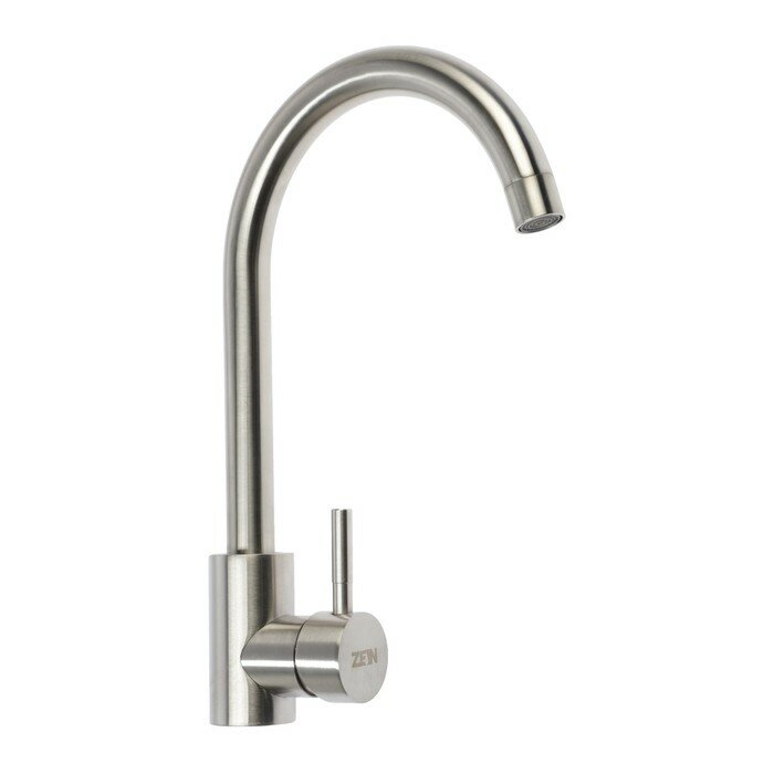 Смеситель для кухни ZEIN Z3827, однорычажный, высота излива 26 см, сатин, 9932135