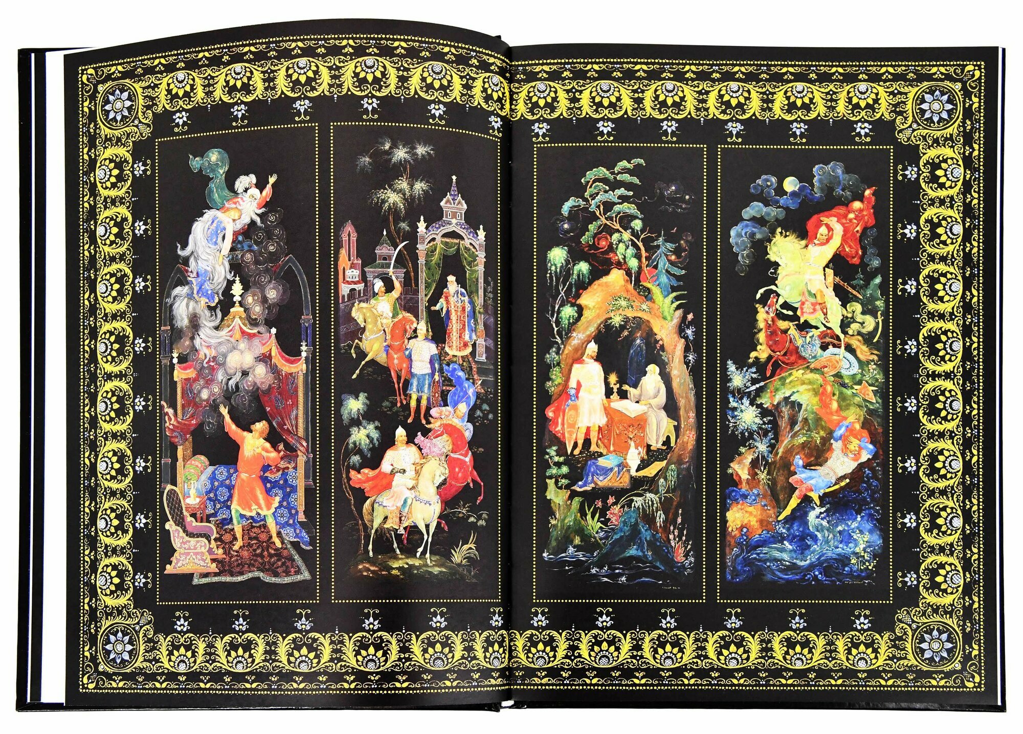 Сказки Пушкина. Живопись Палеха (английский язык) - фото №6