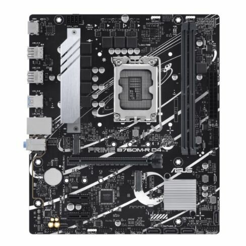 Материнская плата ASUS PRIME B760M-R D4 (PRIME B760M-R D4) - LGA 1700, Intel B760, DDR4, 1хPCI-Ех16, 2хМ.2, Micro-ATX