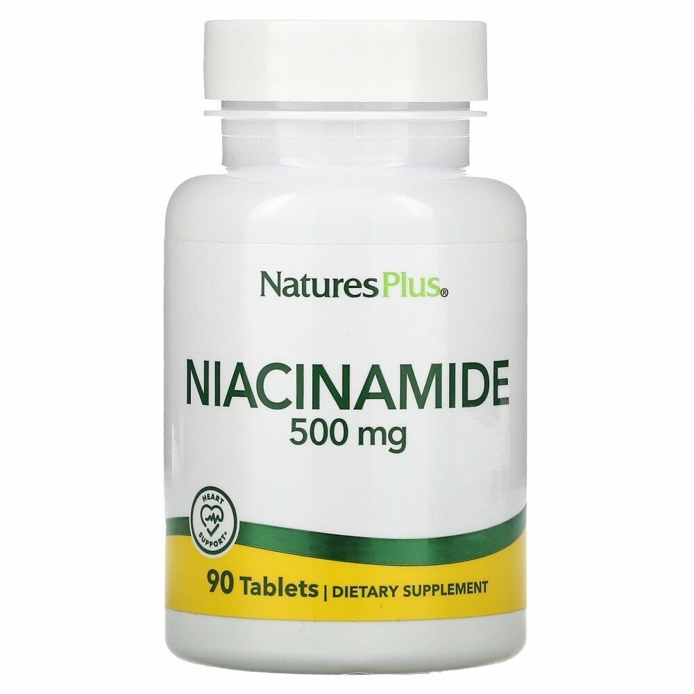 БАД NaturesPlus "Niacinamide", 500мг, 90таблеток, для выносливости и иммунитета