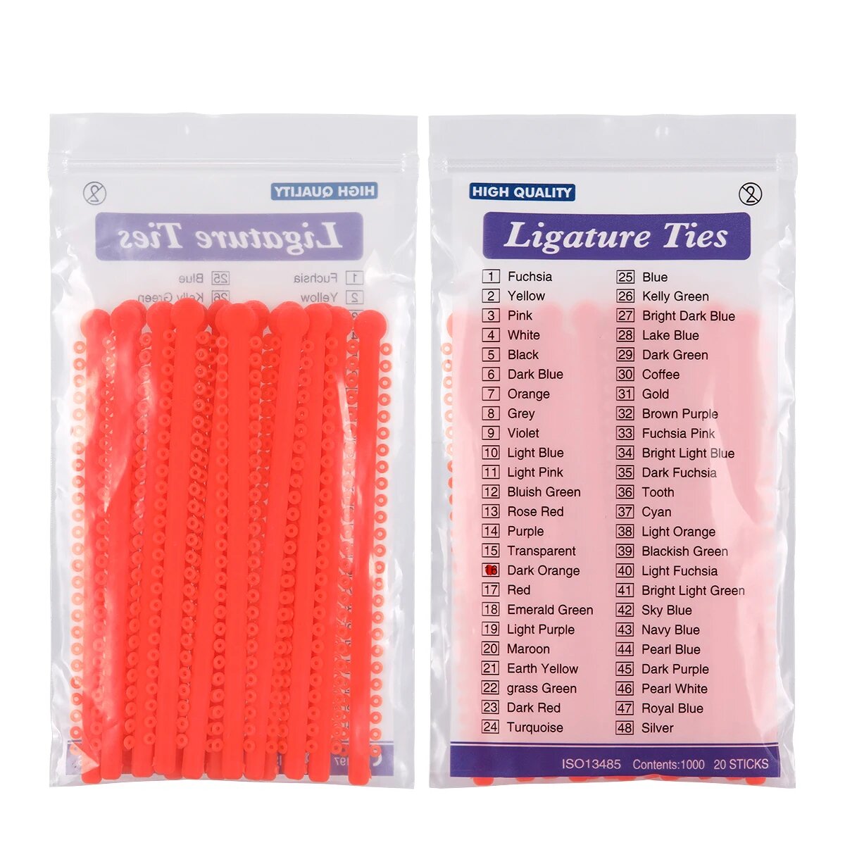 AZDENT Эластичные лигатуры для брекетов 23 цвета 1000 шт, Color Dark Orange