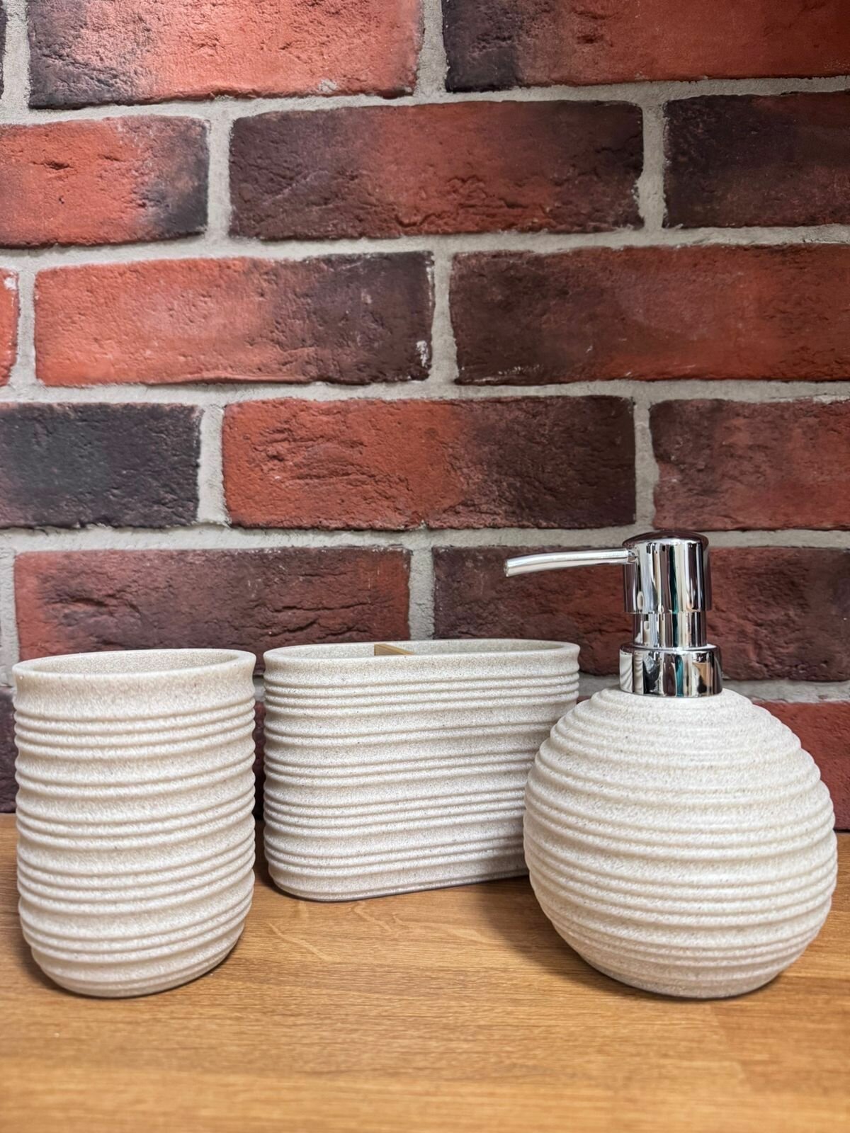 Набор аксессуаров для ванной комнаты, 3 предмета, бежевый