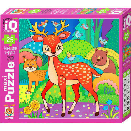 фото Пазл iq олень в лесу maxi puzzle 25 деталей 29318 2+ айрис-пресс