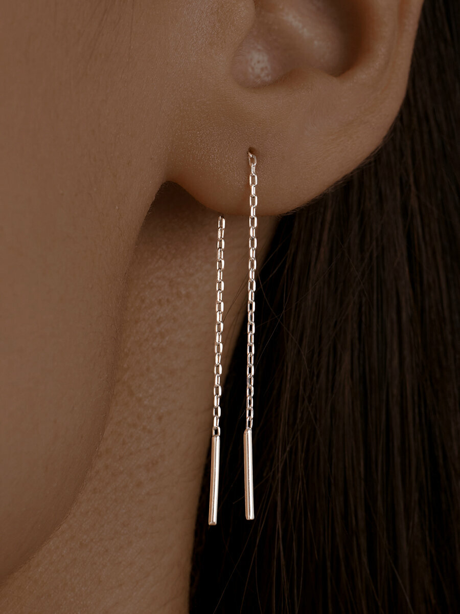 Серьги цепочки Ювелир Карат, серебро, 925 проба, родирование