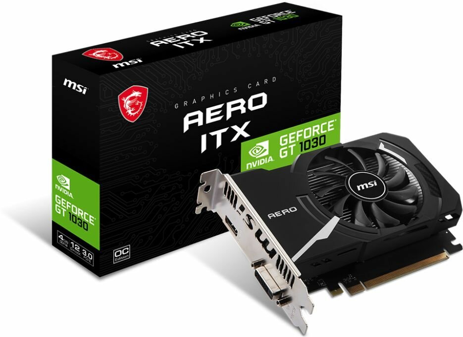 Видеокарта MSI GT 1030 AERO ITX 4GD4 OC 4ГБ, RET
