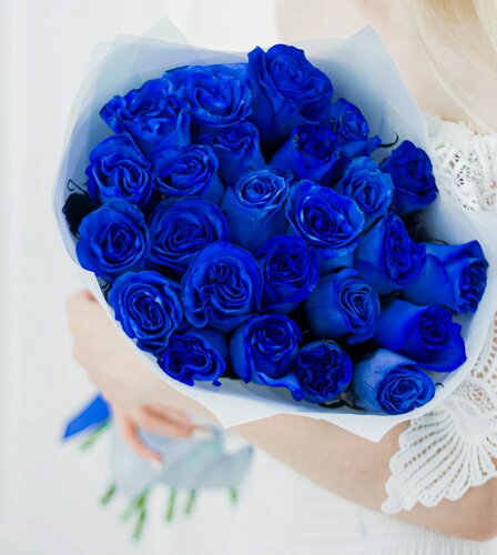 Изображение товара Букет из синих роз 25 штук, премиум букет, размер L, мужской букет