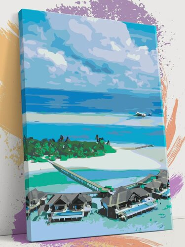 Изображение товара Картина по номерам на холсте с подрамником "Мальдивы. Лето. Море. Живописный вид", 30х40 см