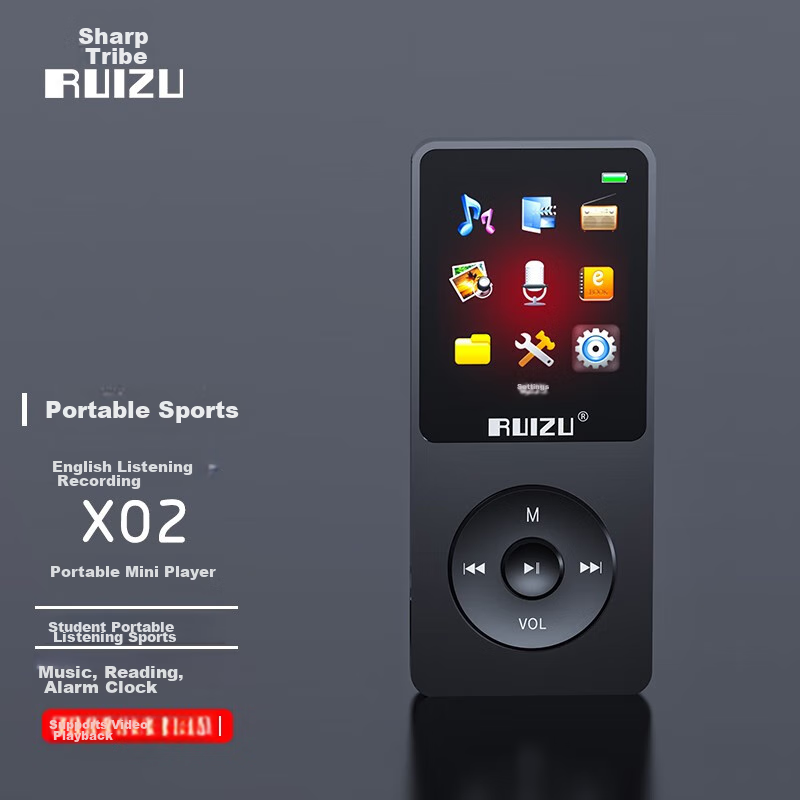 Фотографии RUIZU X02 4G Black MP3/MP4 Music Player, Student Sports Mini Portable Player, E-Book Reader, English Listening Device, Memory Card Slot, Voice Recorder