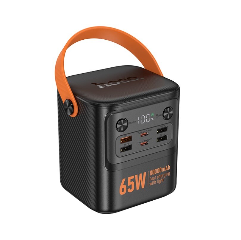 Портативная зарядная станция Hoco J152 Pro Tough + Light Power, 80000 mAh, PD65W, 2C+4U, 2000 циклов зарядки, Черный