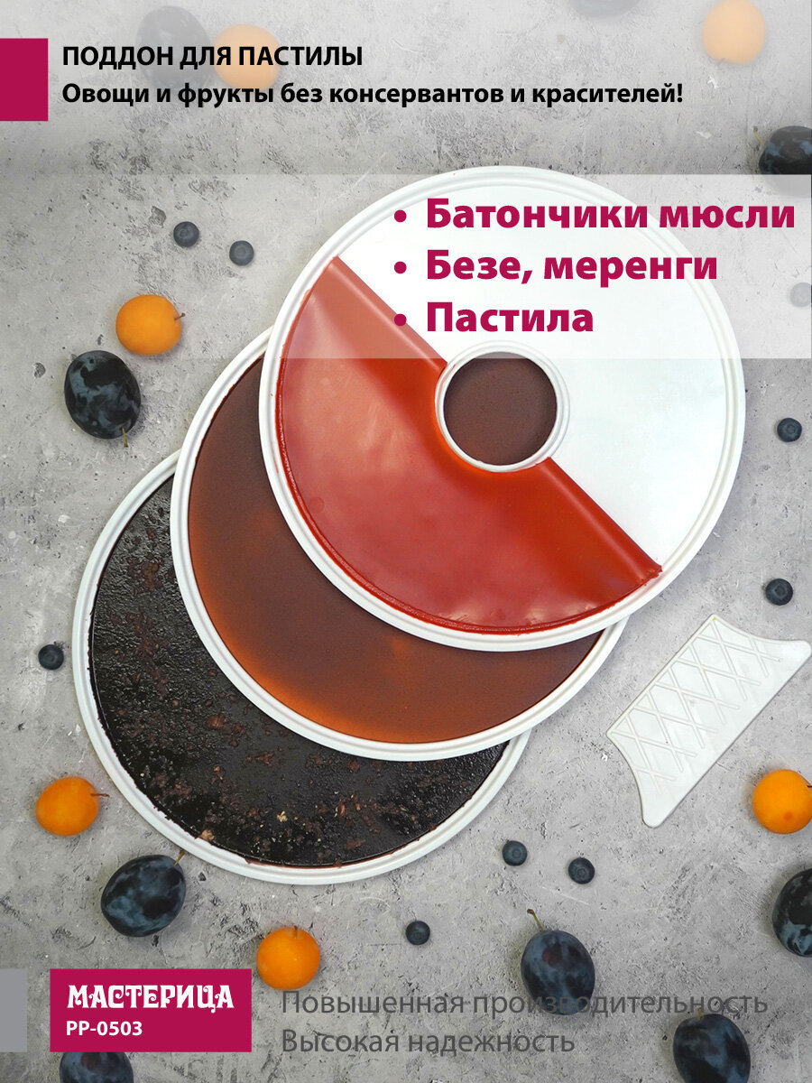 Поддон для пастилы Мастерица PР-0503 3шт+лопатка, универс, диаметр 29.5см к сушилкам для овощей и фруктов D 30-35см — фото 1