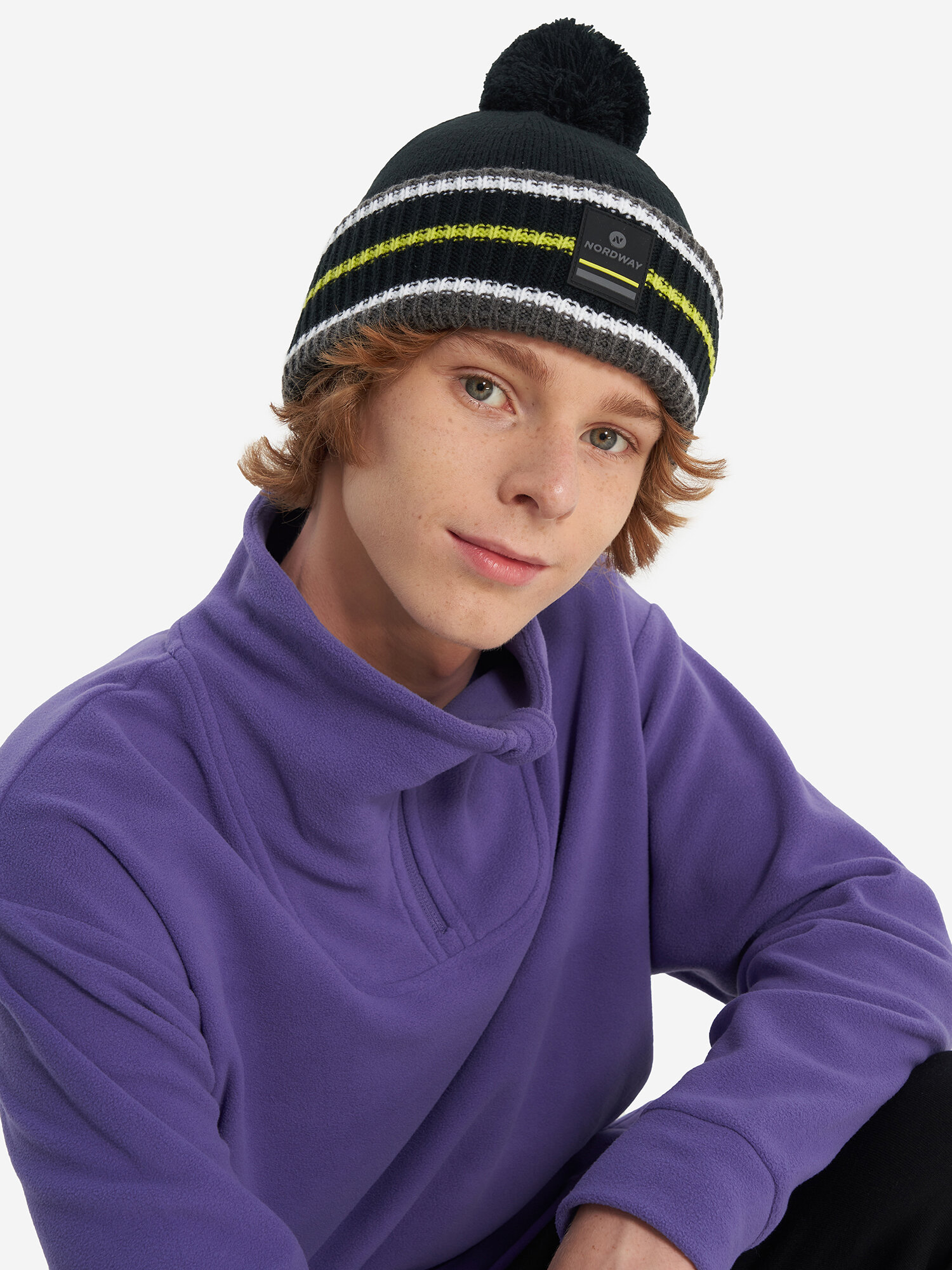 Шапка NORDWAY для мальчиков, размер 54, черный/желтый