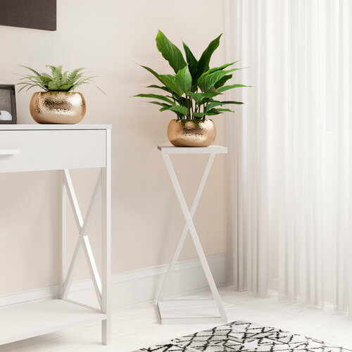 фото Подставка, полка для цветов лофт, белый make mebel