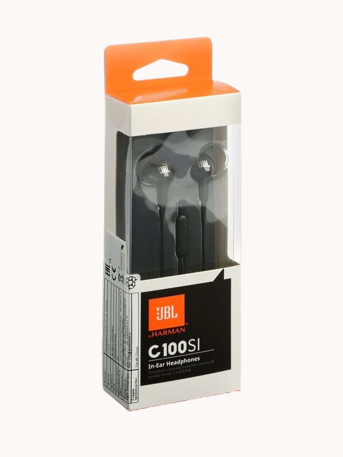 Проводные наушники JBL C100SI, черный, вкладыши, mini jack 3.5 mm, без крепления, нет