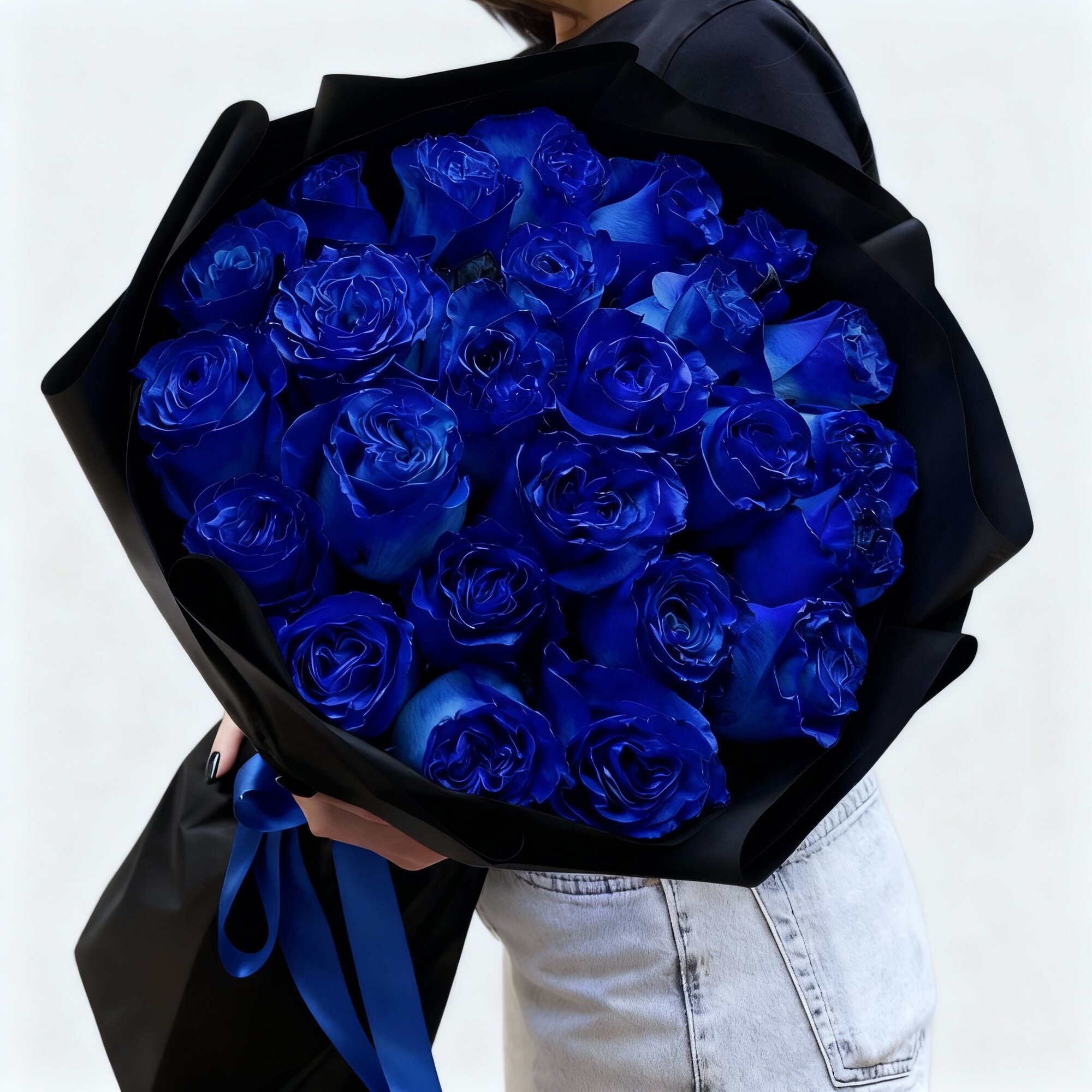 Букет цветов Букет из синих роз 25 шт красивый букет цветов шикарный премиум цветы премиум букет