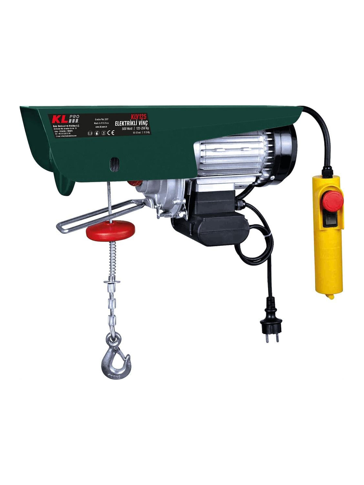 Электрическая лебедка KLPRO KLV125 (сеть 500Вт грузоподъемность 250кг высота подъема 20м)