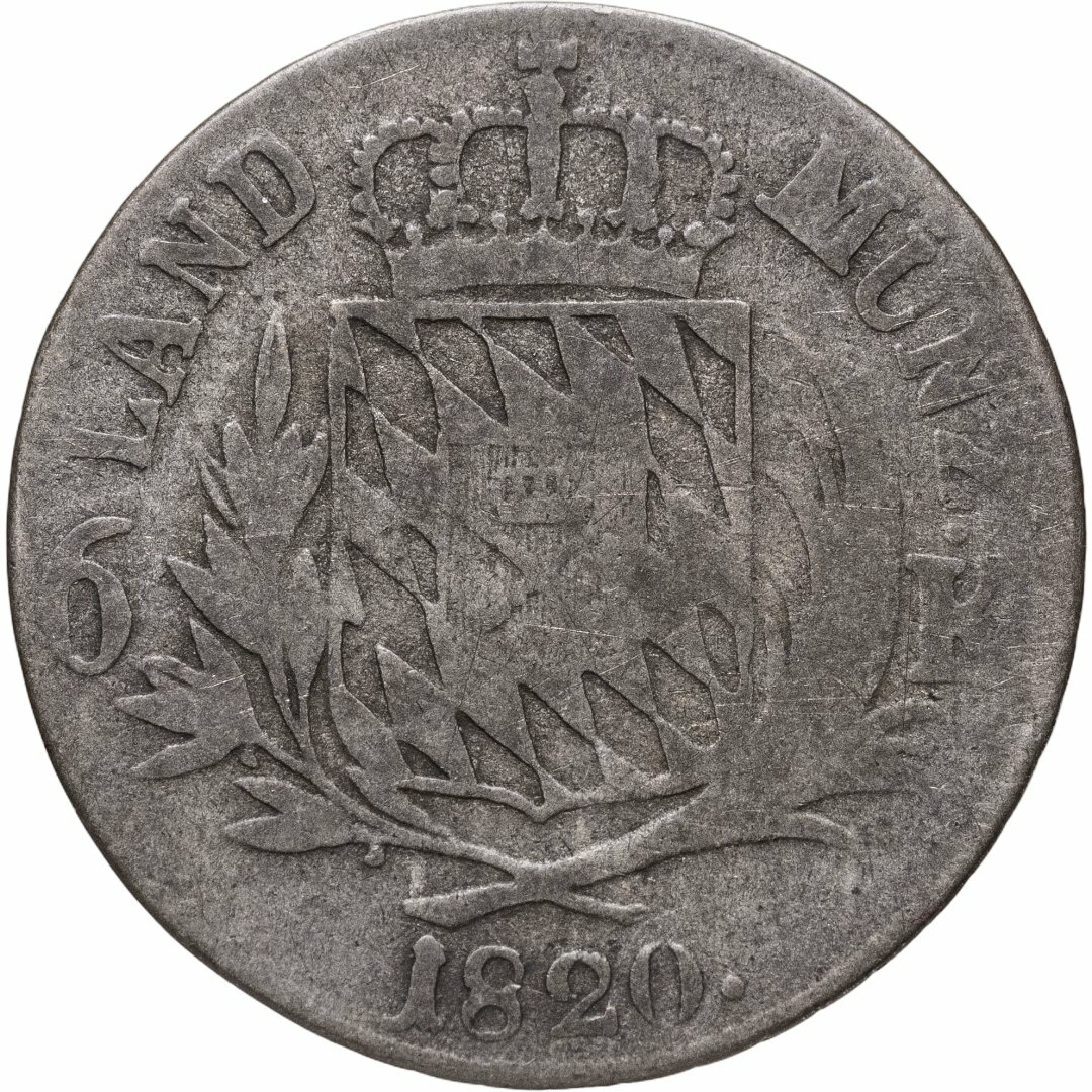 Бавария 6 крейцеров 1820, Серебро 333, в сохранности F