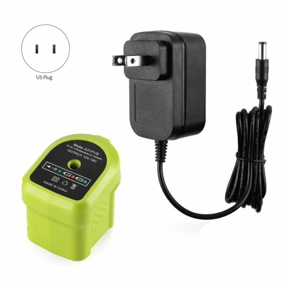 Зарядное устройство с двумя литий-ионными аккумуляторами P119 NiCd для Ryobi 18V, штепсельная вилка США