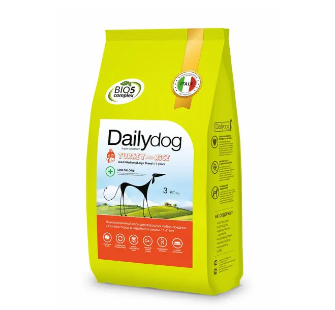 Daily Dog низкокалорийный корм для взрослых собак средних и крупных пород с индейкой и рисом (Low Calorie)