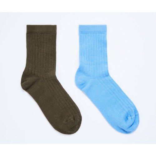 фото Носки sela 2 пары, размер 23/25, голубой, коричневый