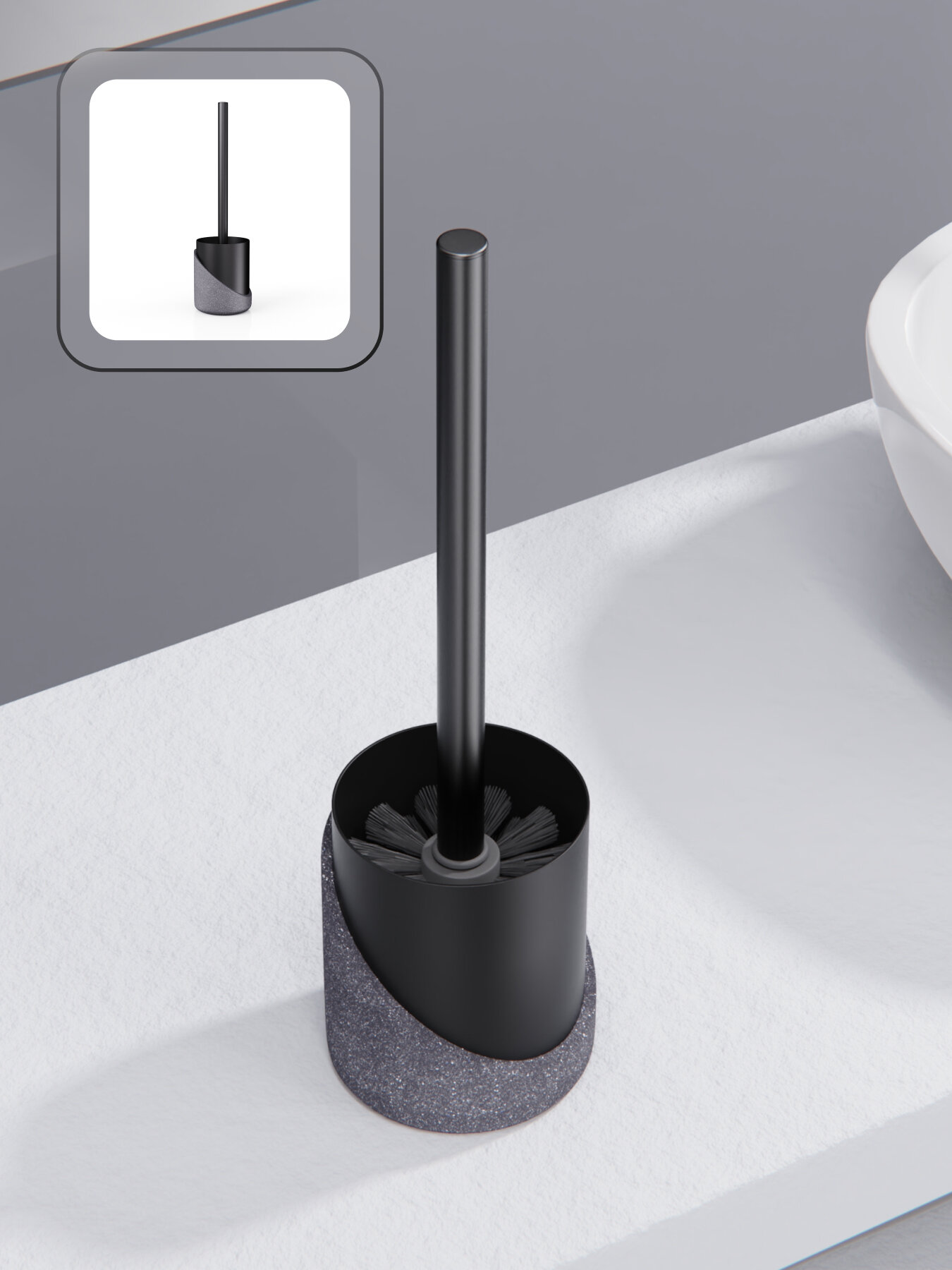 Ерш напольный Fora GRANIT DARK, полирезин — фото 1