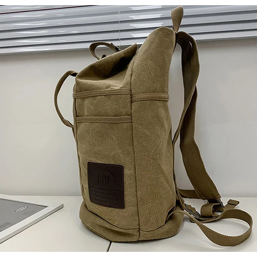 Прочный Рюкзак-баул 30L. из брезента с ручкой 45*26*26 см хаки, клапан на карабине, водоотталкивающая пропитка спорт