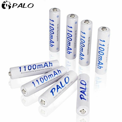 Аккумуляторные батарейки типа ААА Palo 1100 mAh, 1,2 V 8 шт ( Мизинчиковые ) Ni-MH, цвет белый