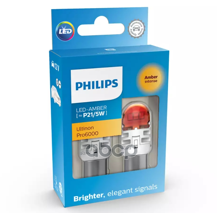 Лампа P21/5W 12V Led Amber X2 Philips арт. 11499AU60X2