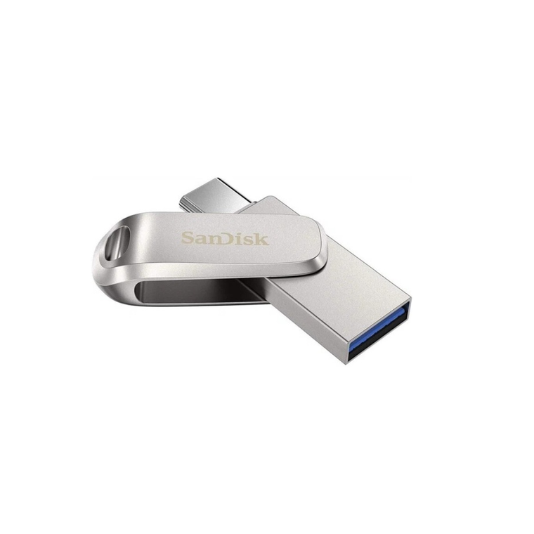 Флешка SanDisk Ultra Dual Drive Luxe USB/Type-C 128 ГБ, серебристый