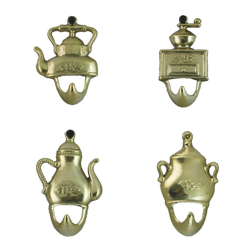 фото Крючки кухонные винтаж антик (4 шт.) бронза