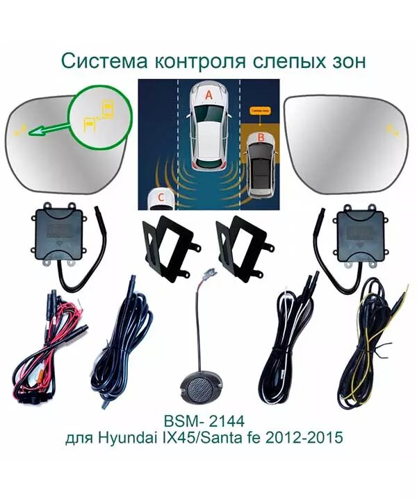 Roximo BSM-2144 Система контроля слепых зон для Hyundai Santa Fe 3 (2012-2015)