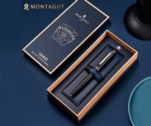 Ручка роллер INTELLIGENT "Montagut", металлический рифлёный корпус, черная, в подарочной коробке