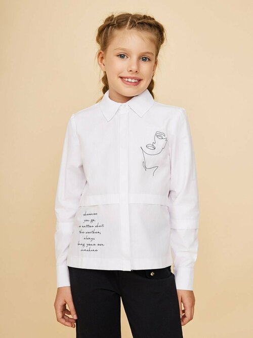 Школьная блуза Noble People, размер 134, белый