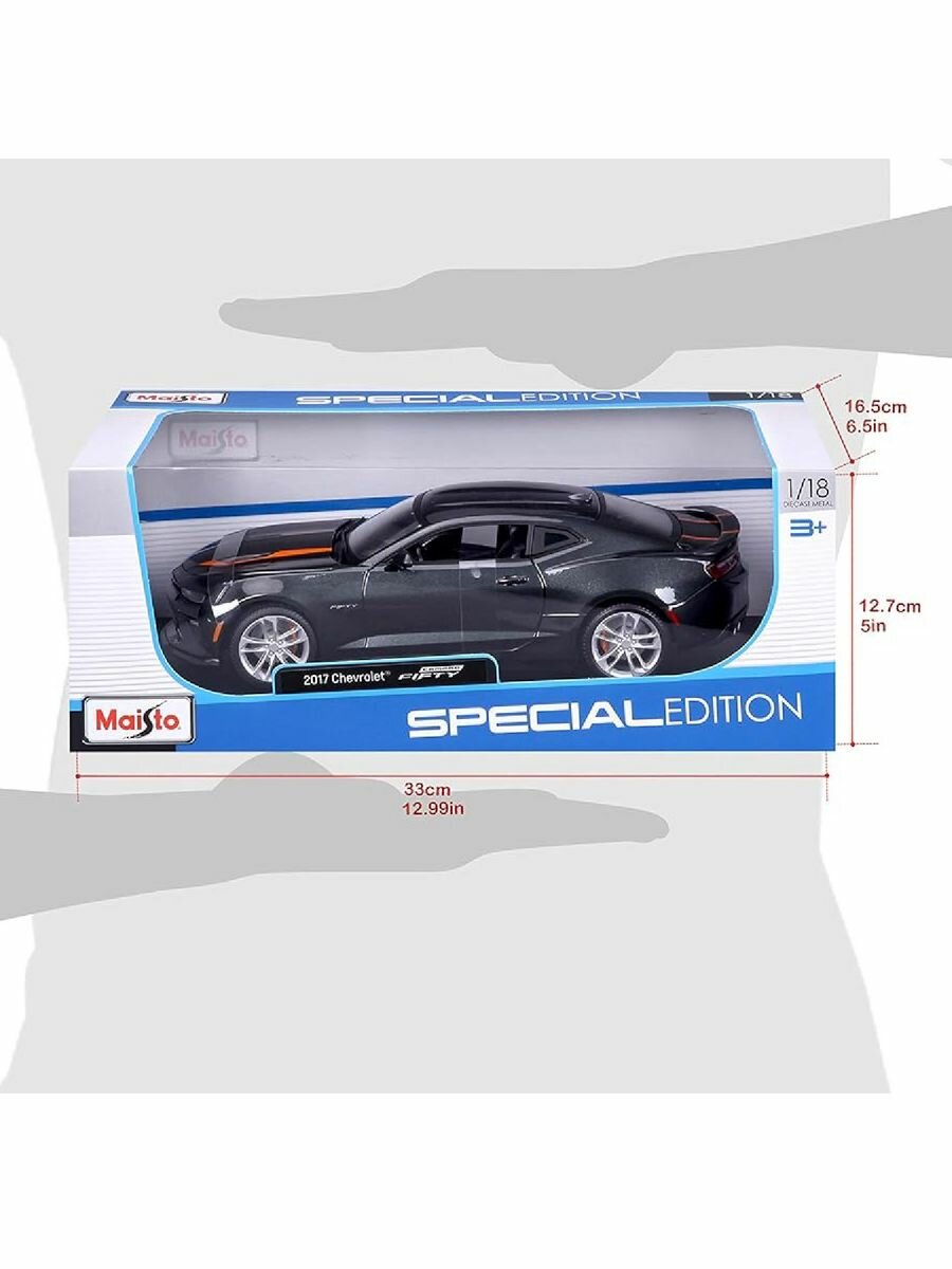 Maisto "Машинка темно серая - Chevrolet Camaro 2017г издание 50 лет 1:18" - фото №20