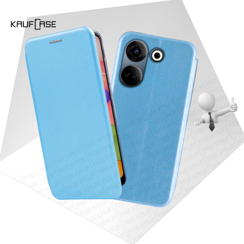 фото Чехол книжка для телефона tecno camon 20 /camon 20 pro 4g (ck6, ck7n) (6.67"), голубой. текстура под кожу