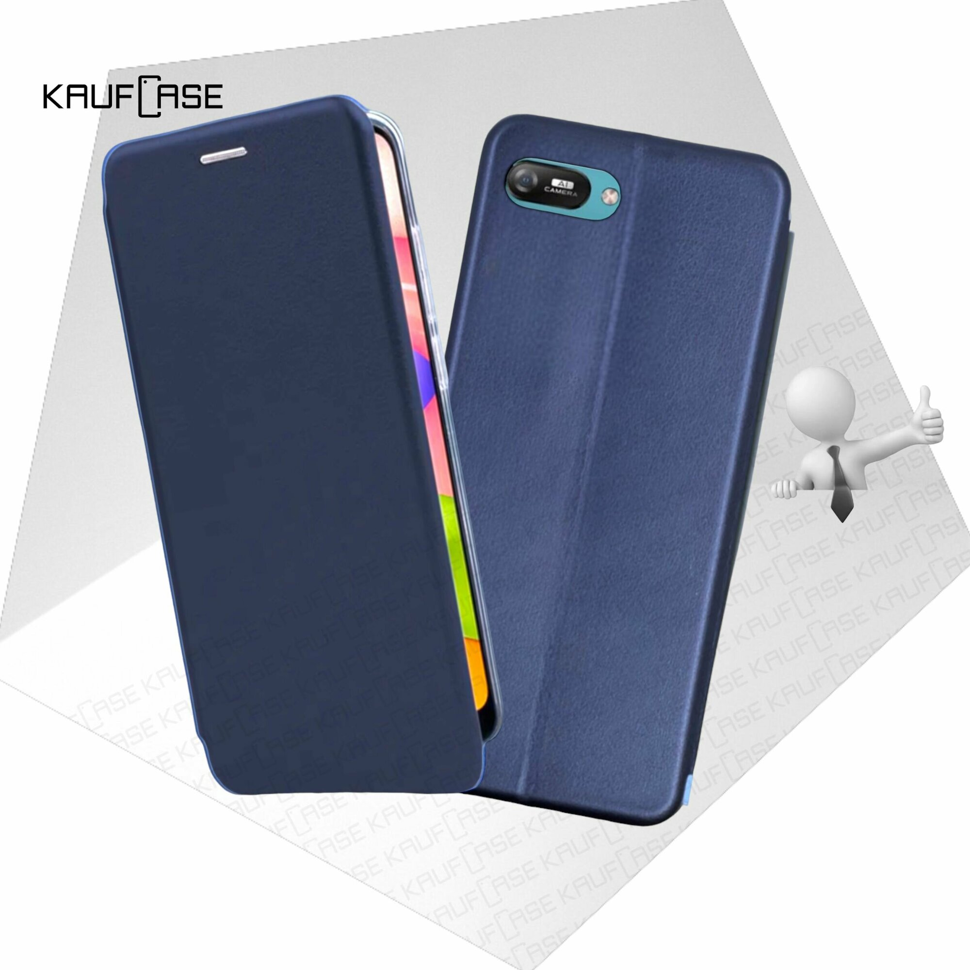 Чехол книжка KaufCase для телефона Itel A25 (5"), темно-синий. Трансфомер