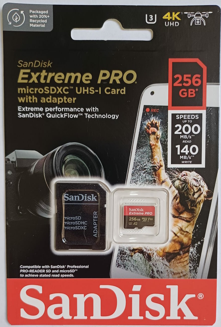 Карта памяти micro sd SanDisk micro SDXC Extreme PRO 256 gb + адаптер для карты памяти микро sd