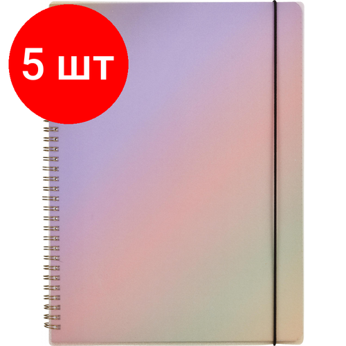 Комплект 5 штук, Бизнес-тетрадь Attache Selection Rainbow A4 80л, клетка, спираль218х294мм