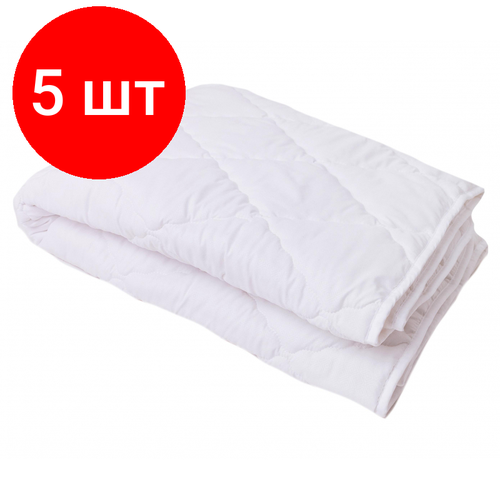 Комплект 5 штук, Одеяло 140х205 стеганое, кант, 200-250гр/м2 (холлофайбер/микрофибра), белый
