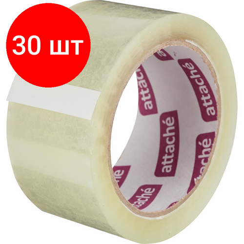 Комплект 30 штук, Клейкая лента упаковочная ATTACHE 50мм х 66м 50мкм прозрачная