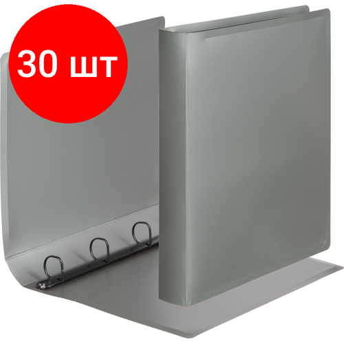 Комплект 30 штук, Папка на 4-х кольцах Attache Metallics А4.800мкм, 40мм, D-кол 25мм, серый